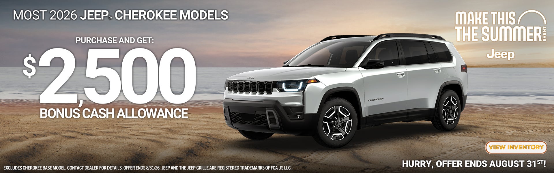 2026 Jeep Cherokee Models, $2500 bonus cash