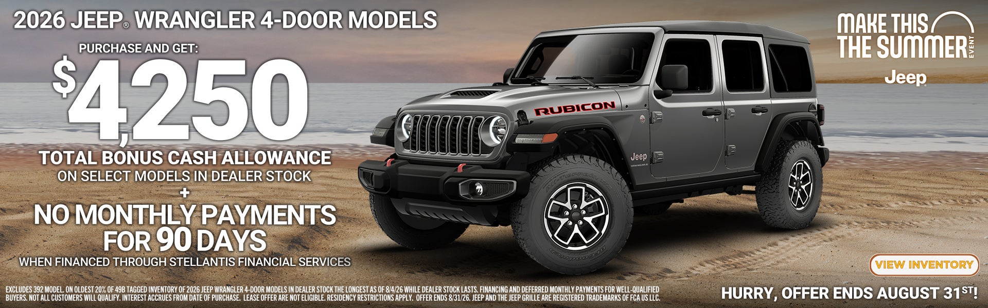 2026 Jeep Wrangler 4-Door Models $4250 bonus cash