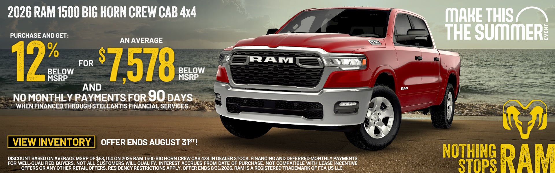 2026 RAM 1500 Big Horn Crew Cab, up to 12% below MSRP.